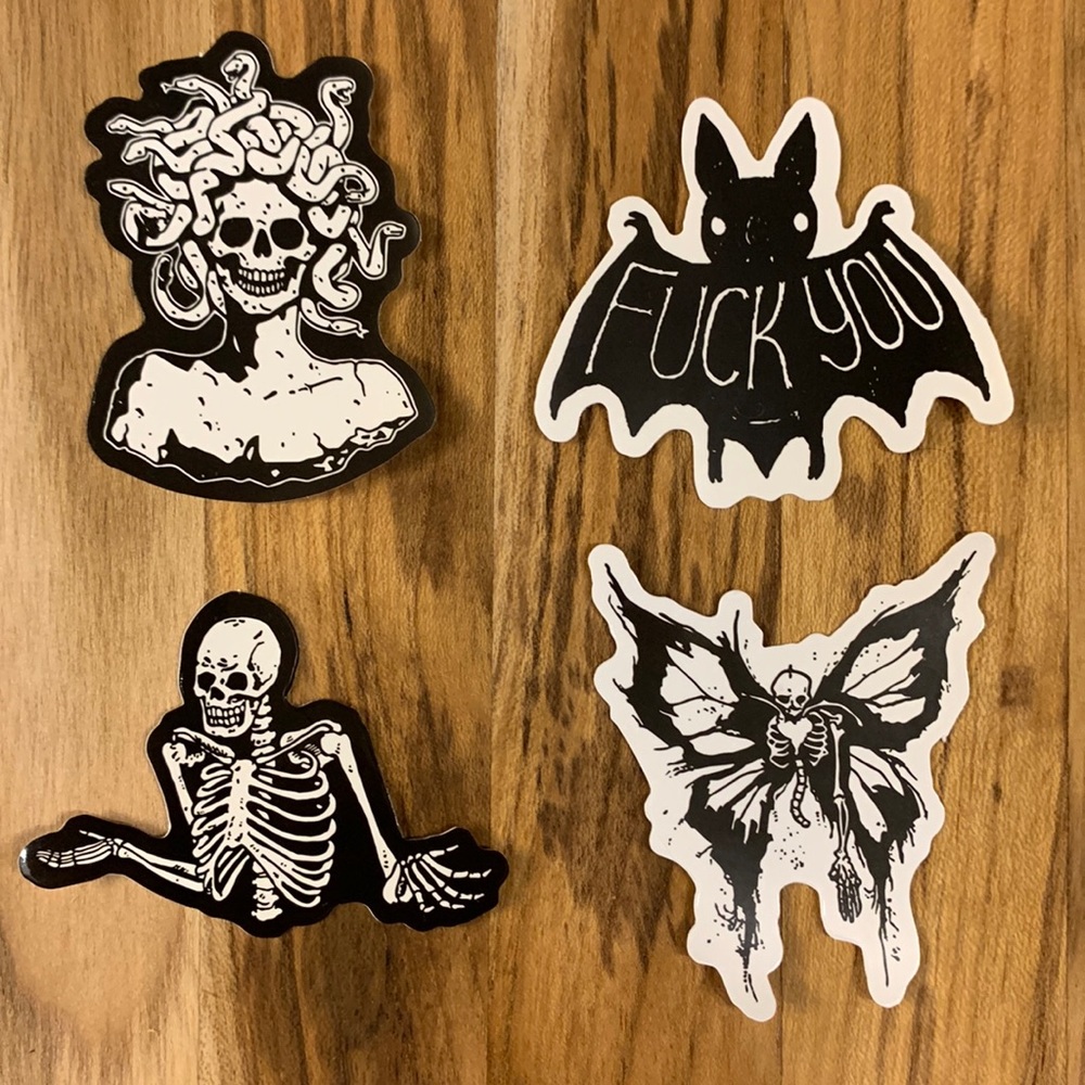 $1 Skeleton Stickers Medusa Bat F*** You